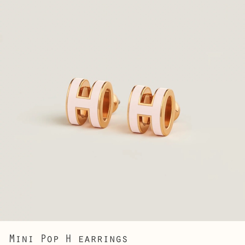 Hermès MINI POP H ROSE DRAGÈE EARRINGS ROSE GOLD PLATED